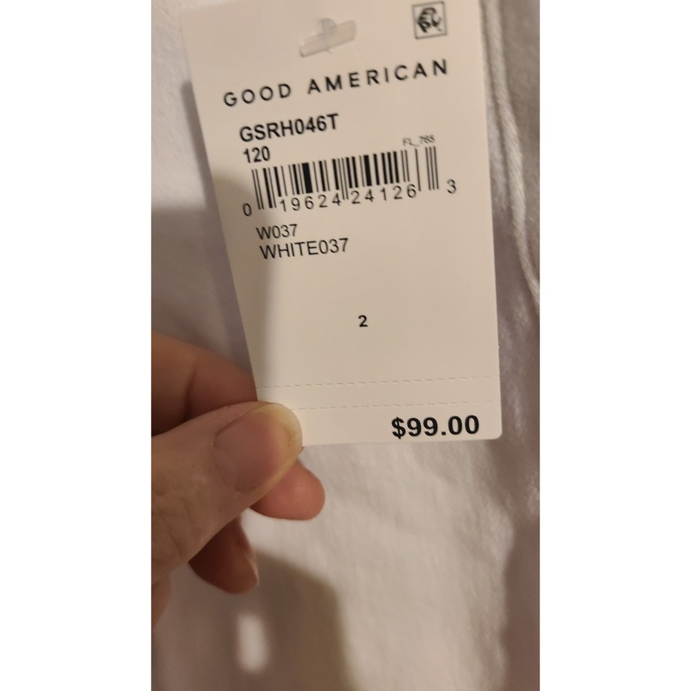Good American Jeans Women's Good Legs Raw Hem Straight Mid Rise White-Size 2/26 - Picture 3 of 6